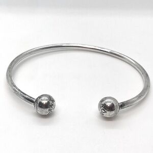 Pandora Sterling Silver & CZ Heart Clasp Bangle Limited Edition 7.3” C | 2.2” D